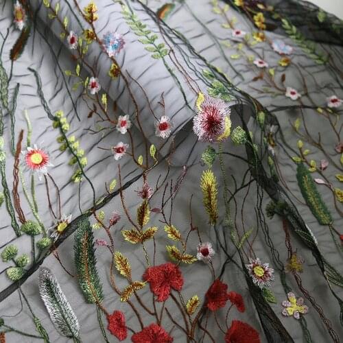 50cm*130cm 3D Floral Embroidered Tulle Fabric Textile Mesh Material Lace Flower Bridal Top 10 Wedding Dresses Cloth