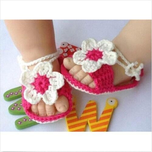 Baby Girl Baby Girl Kid Infant Handmade Crochet Knit Flower Pearl Toddler Shoes Baby Girl Summer Shoes New