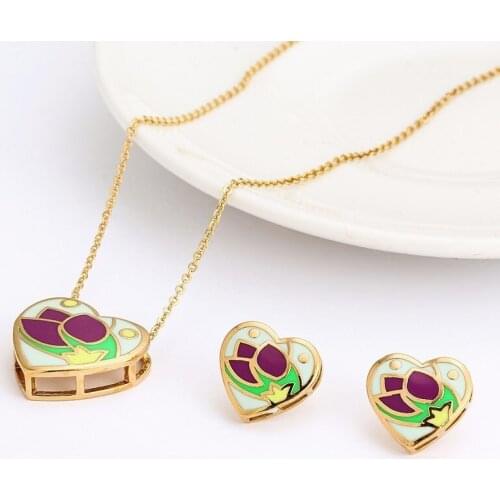 R&X Jewelry Sets Dubai Fashion Joias Ouro Necklace/earrings Heart Sieraden Fine Costume Jewelry Girls Engagement Gift Bridal