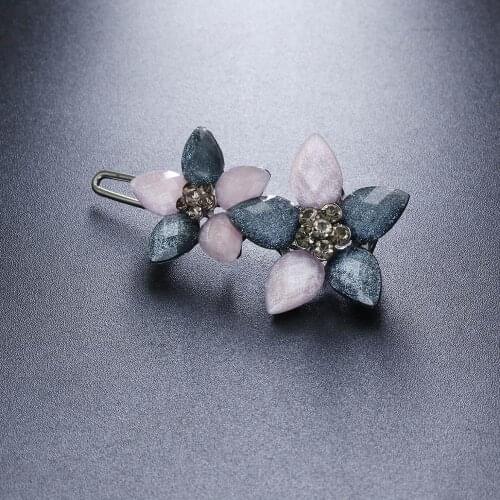 Pink Blue Rhinestone Star Hairpins Geometric Hair Clip Barrette Hairgrips for Women Headwear Korean Style Hair Accessories