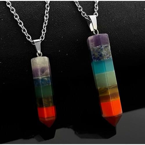 Boho Handmade Natural Stone Statement Necklaces for Women Handmade Fashion Jewelry Multi Layer Gemstone Pendant Necklace Gift