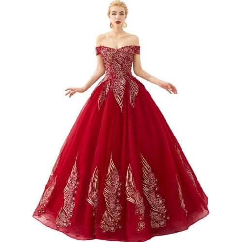 Elegant Tulle Off the Shoulder Embroidery Lace Up Evening Dresses Long Formal dress Dress party Ever pretty Robe longue 32335