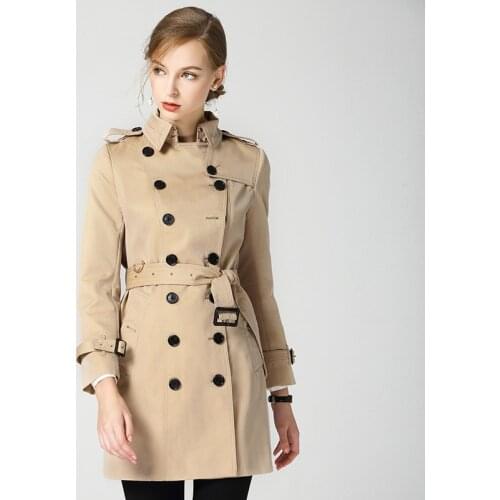 2018 Womens coat Winter warm mid long Trench coat for women D-ring belt Overcoat anti-wrinkle classic outfit women' s clothes