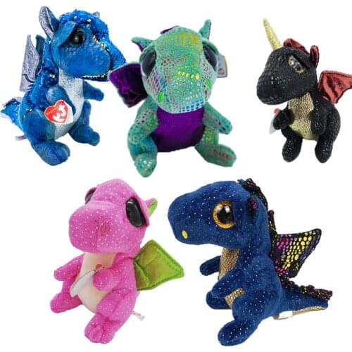15CM Ty Beanie Big Eyes Saffire Anora The Dragon Plush Animal Toys Stuffed Dinosaur Cute Doll Children Birthday Christmas Gift