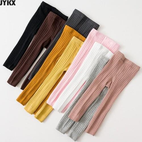 2021 Spring And Autumn Candy Color Vertical Stripes Baby Knitted Leggings Baby Cropped Pants Jumpsuit Childrens Pants High Stre