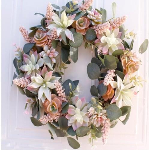 40CM Artificial Succulent plants Garlands Fake Green Handcrafted Mix Flowers Front Porch Wedding Holiday Party Decoration