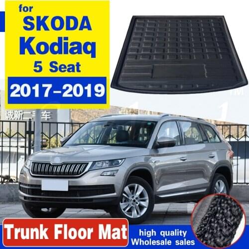 For Skoda Kodiaq 2017-2018 Liner Tray Car Rear Trunk Cargo Mat Floor Sheet Carpet Mud Protective Pad 2019
