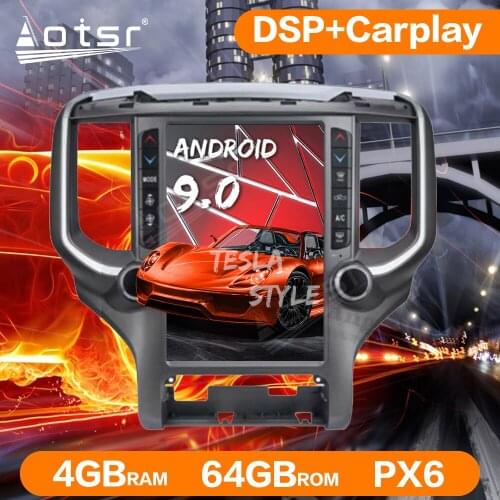 Android 9.0 4G 64GB Vertical Screen Car Radio Multimedia Player For Dodge RAM 2018+ Car GPS Navigation Auto Stereo Head Unit DSP