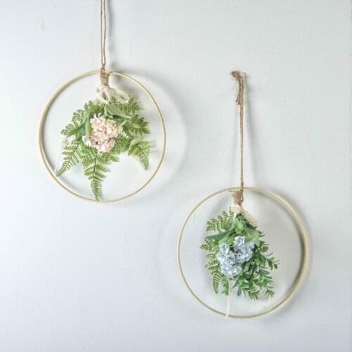 Cilected Nordic Bamboo Ring Garland Wall Hanging Home Indoor Hanging Simulation Flower Plant Wreath Decor Wedding Scene Layout