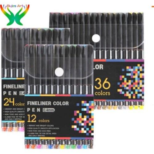 Color needle pen hook line pen 12 / 24 / 36 color pen student supplies painting pen fineliner color pen art supplies