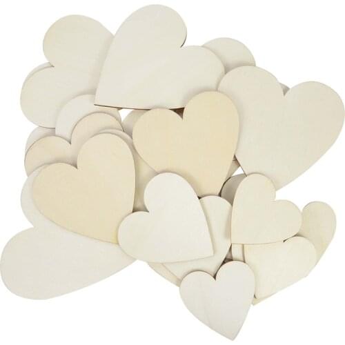 DIY Blank Heart Wood Slices Discs Wood Heart Love Blank Unfinished Natural Crafts Wedding Table Scatter Decor Party DIY Ornament