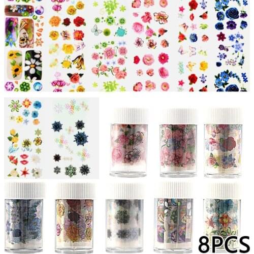 100x3.4cm Nail Foils Flower Pattern Nail Sticker Nail Art Transfer Foil Manicuring DIY Tips Sticker Decoration Nails accessories