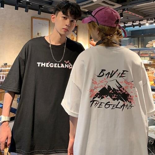 Womens Oversized T-shirt 100% Cotton Half-sleeved T-shirt New Loose Couple Outfit Harajuku Letter Printing Y2k Tops Kawaii Tees