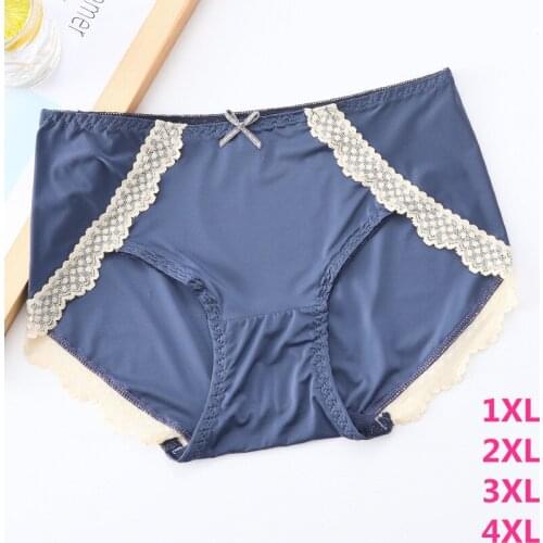 KYRA Super Big Size Ice Silk Panties Womens Underwear Plus Size Ultra-thin Briefs Knickers Soft Lace Hipster Panty 2XL 3XL 4XL