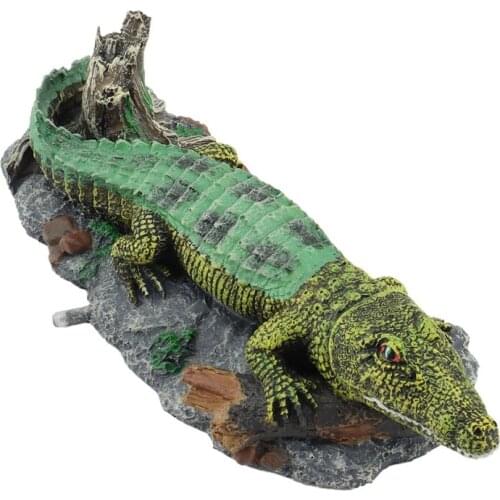 Aquarium Oxygen Pump Resin Crocodile Decoration For Aquarium Crocodile Shape Oxygen Pump Landscape Air Bubble Ornament-ABUX