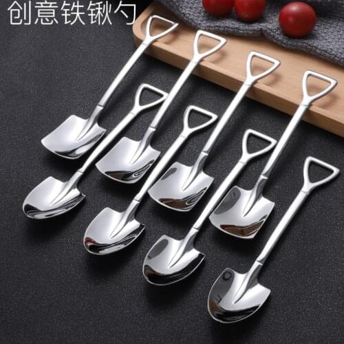 304 Stainless Steel Spade Spoon Retro Kitchen Tableware Watermelon Ice Cream Honey Creative Personality Spoon