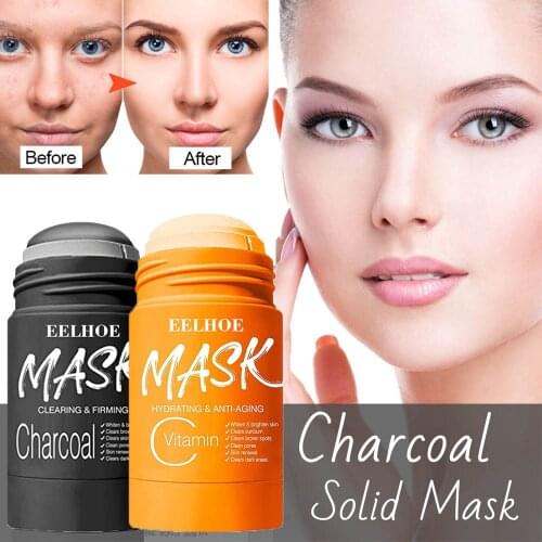 Vitamin C/Bamboo Charcoal Clay Stick Mask Oil Control Deep Cleansing Blackhead Remove Face Moisturizer for All Skin Types