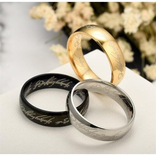 Fashion Men Ring Jewelry Titanium Stainless Steel Rings for Men Women Black Gold Ring Punk Jewelry Drop Shipping