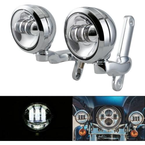 Motorcycle 4.5 Inch LED Auxiliary Fog Passing Lights Brackets For Harley Street Glide FLHX 2009-2016