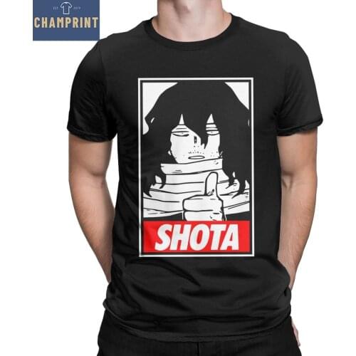Mens T-Shirts Boku No My Hero Academia Aizawa Shota Pure Cotton Tee Shirt Short Sleeve T Shirts Round Collar Clothing 4XL 5XL