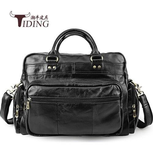 Men Briefcase Casual Tote Black Bags Cow Leather 2018 Business Travel Large Capacity Brand Shoulder Cross Body Handbag Bags