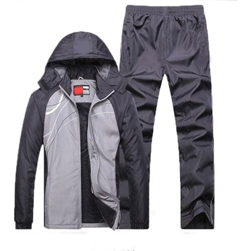 2019 New Fitness Warm Tracksuit Zip Pocket Casual Suit Males Clothing Winter Sets Plus Velvet Men Sport Suits Sportswear Set