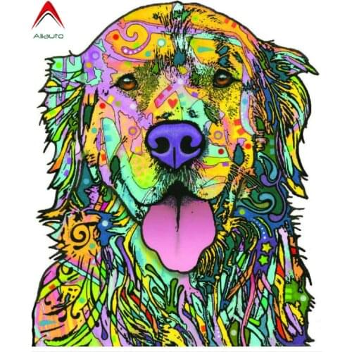 Aliauto Lovely Golden Retriever Car Sticker Automobiles Motorcycles Laptop Fridge Decoration Painting Art PVC Decal,14cm*12cm