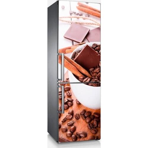 3D Custom Refrigerator Contact Paper Coffee Chocolate Freezer Decal Panel Cover Wall Sticker Home Decor Gift Customizable