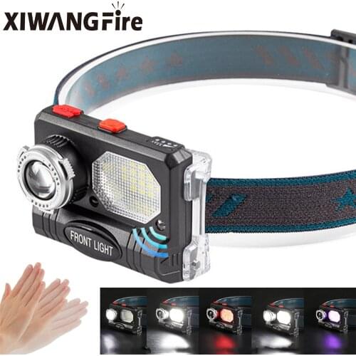 New Multi-function LED Headlight Powerful Headlamp Intelligent Sensor Headlight Fishing Lamp Head-mounted Built-in Battery