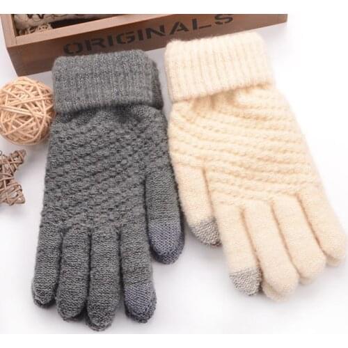 Skiing Touch Screen Sensory Gloves For Women Gloves Girl Female Stretch Knit Gloves Mittens Winter Warm Accessories Wool Guantes