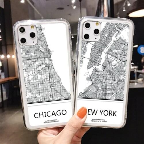 Transparent World Map Soft Phone Case for iPhone 11 12 Pro XS Max XR X SE 2020 6S 7 8 plus Case Ins Travel Country Sketch City