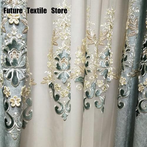 European-style Chenille Full Blackout Curtains Bay Window Embroidered Curtain Cloth, Finished Living Room and Bedroom Screens