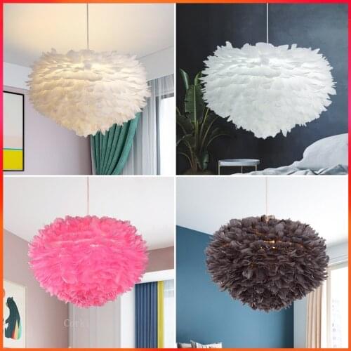 Nordic Feather Pendant Lamp Creative Fairy Hanging Lamp Goose Feather Bedroom Dining Room Loft Chandelier Suspension Fixtures