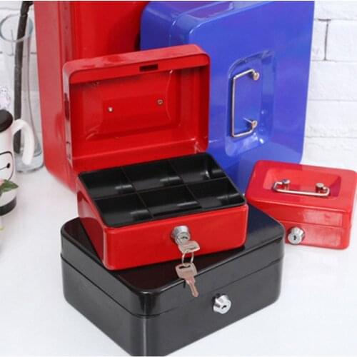 Steel Safe Box Key Lock Money Jewelry Storage Security Box For Home School Office With Compartment Tray Lockable Safes Size XL