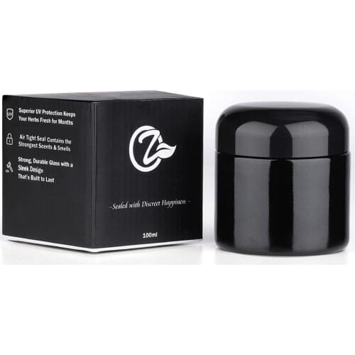 OZCHIN Glass Jar w/Airtight Lid 100ml Scent Proof Container for Herb (100ml)