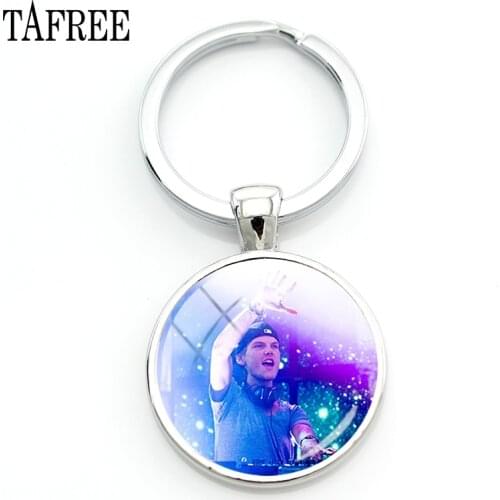 TAFREE Famous Avicii Key Chain DJ Music Producer Round Keychains For Bag Car Key Fashion New man women Fans Jewelry AC62