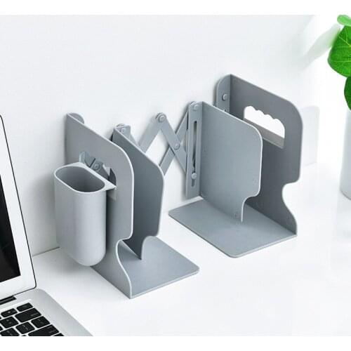 Retractable Bookends For Shelves Book Support Stand Bookshelf With Pen Holder Adjustable Bookends Book Rack Folder Book Stoppers