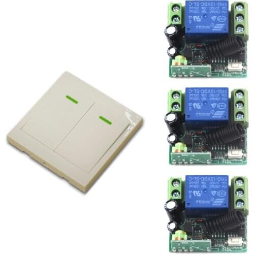 Factory Price Auto Door Opener DC 12V Wireless Remote Control Switch System 1 Transmitter & 3 Receiver Mini Size 315/433MHZ