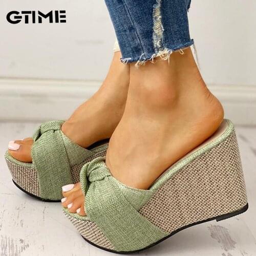 Feet Chain Slip On Leisure Platform Summer Sandals 2021Wedges High Heels Women Shoes Woman Mules Flip Flops#SJPAE-80