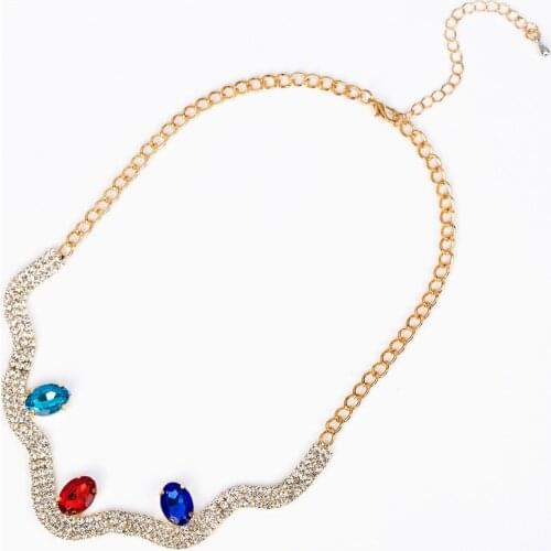 Fashion personality full rhinestone necklace female chain necklace 3 #N026