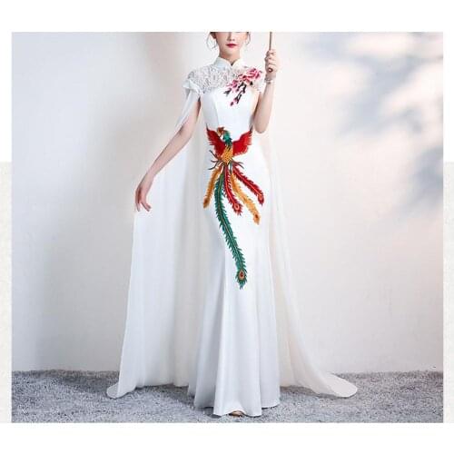 Mermaid Prom Dress with Shawl Long High-end Cheongsam Dress Chinese Style Evening Formal Gowns 2020 for Women VS31