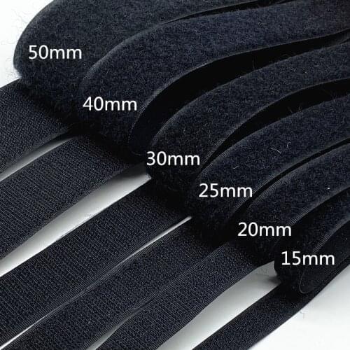1 Pair 15mm-50mm Black White Fastener Tape Velcros Hook and Loop Tape Cable Ties Sewing Accessories, 1 Yard/lot