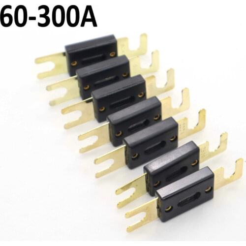 1pcs 60A-300A ANL Bolt-on Fuse Forked Bolt Fusible Link Fuse Auto Fuse Blade Fuse Glod Plated Car Sound Insurance Film 81.2mm