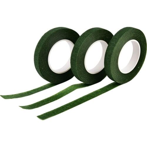 1pc Green Floral Stem Tape Stationery Tape DIY Decorative Masking Tape Resealable Stretchy Tape Nylon Flower Supplies 12m*12mm