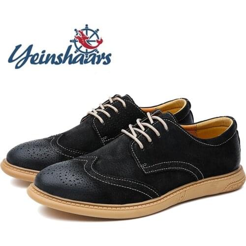 2020 Mens Shoes Suede Casual Leather Brogue Shoes Men Non-Slip Business Office Formal Oxford Leisure Walk Lace-up Derby Footwear