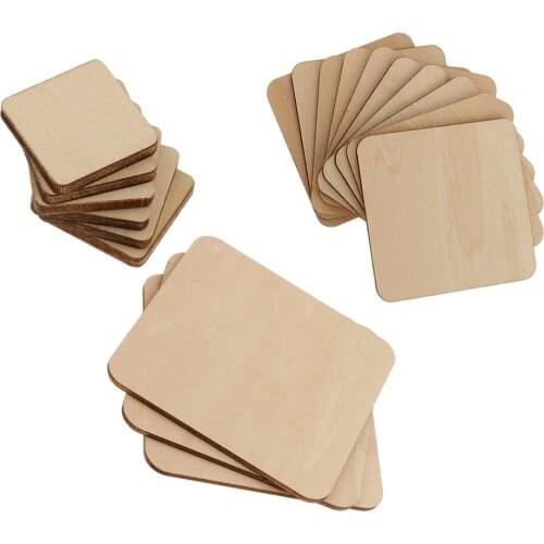 43 Pieces Square MDF Unfinished Wood Wooden Pieces Blank Plaque for DIY Crafts Model Building Engraving Painting 20/60/100mm