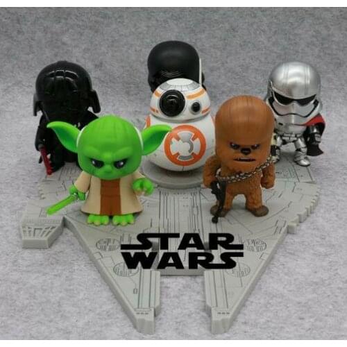 6pcs/set Movie Star Wars Mandalorian Baby Yoda Kylo Ren & Chewbacca & BB-8 & Darth Vader & Captain Phasma Action Figure Toys