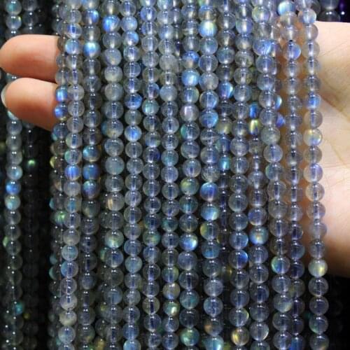 AAA+ Natural Top grade Grey Moonstone Labradorstein Semi-precious Stone beads For Jewelry Making DIY 4/ 6/7 mm Strand 15.5