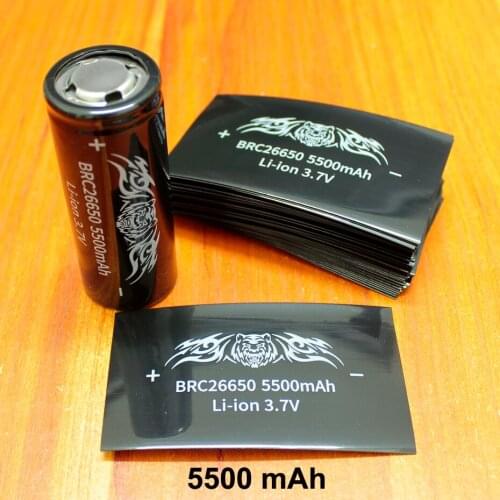 100pcs/lot Lithium battery accessories PVC heat shrinkable tube 5500mAH capacity label heat shrinkable film 26650 battery skin