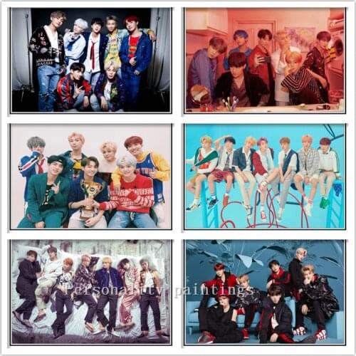 5D DIY Diamond Painting Kpop Bangtan Boys Poster Jungkook Rm V Jimin Diamond Embroidery Cross Stitch Handmade Art Set Home Decor